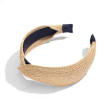 Flatfoosie 2019 Bohemian Hairband Straw Weave Knotted Headband for Women Cross Handmade Hair Hoop Hairband Hair Accessories