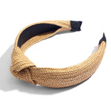 Flatfoosie 2019 Bohemian Hairband Straw Weave Knotted Headband for Women Cross Handmade Hair Hoop Hairband Hair Accessories