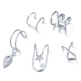 5Pcs/Set Ear Cuff Gold Leaves Non-Piercing Ear Clips Fake Cartilage Earring Jewelry For Women Men